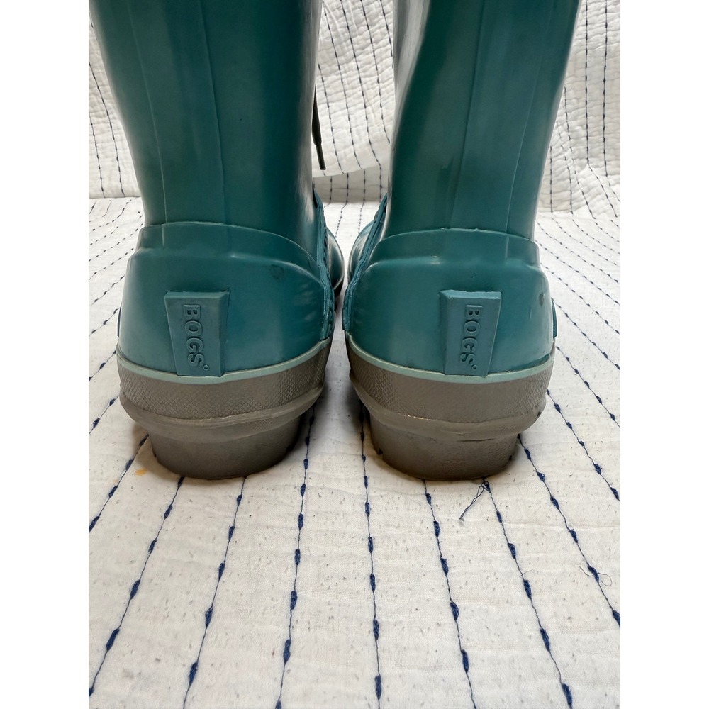 Bogs Womens Teal Blue Waterproof Lace Up Tall Rain Boots Rubber Outdoor Shoes - Picture 3 of 9